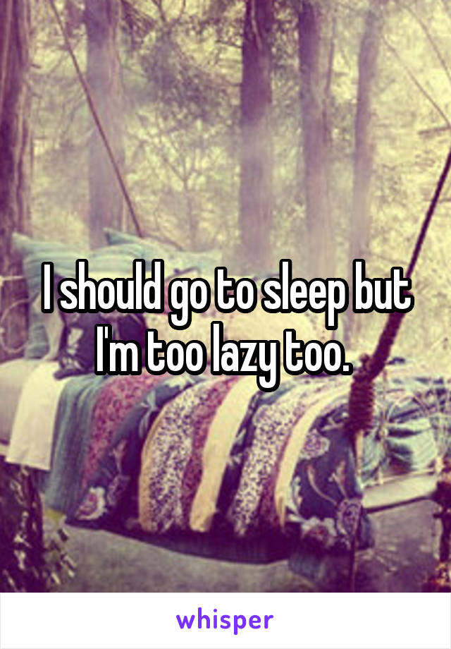 I should go to sleep but I'm too lazy too. 