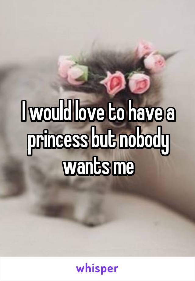 I would love to have a princess but nobody wants me