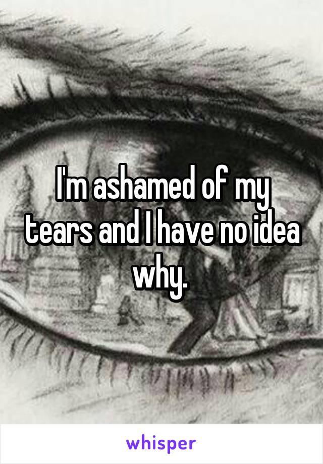 I'm ashamed of my tears and I have no idea why. 