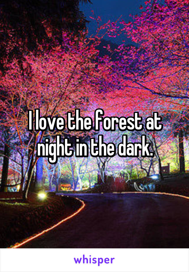 I love the forest at night in the dark.