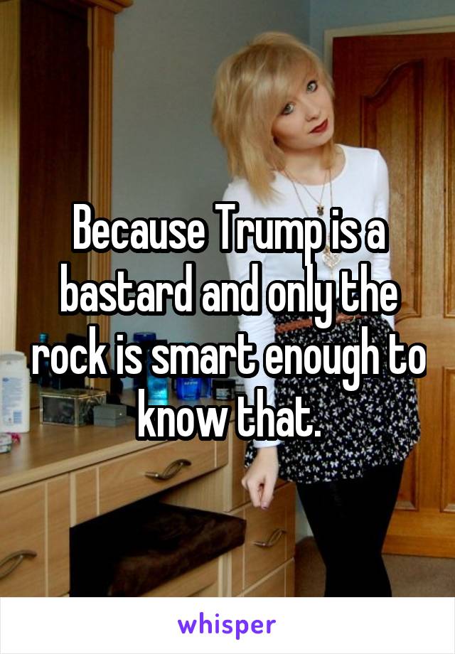 Because Trump is a bastard and only the rock is smart enough to know that.