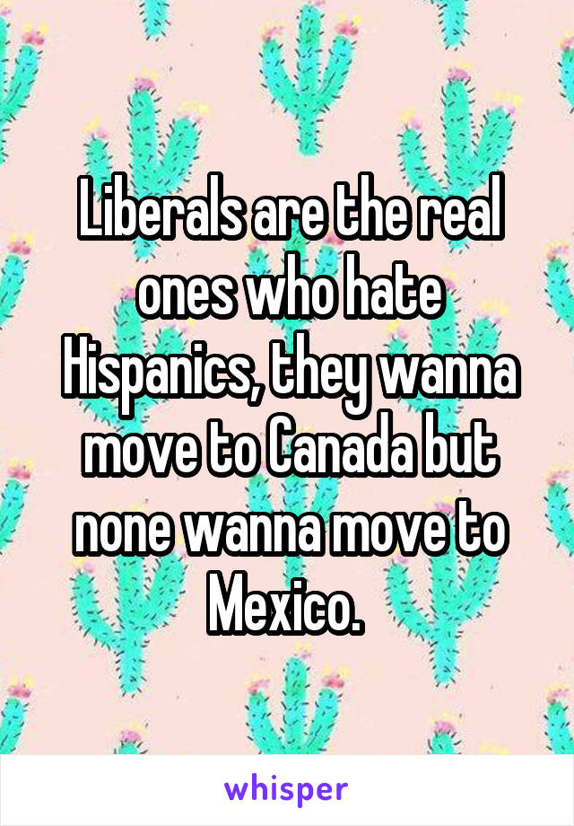 Liberals are the real ones who hate Hispanics, they wanna move to Canada but none wanna move to Mexico. 