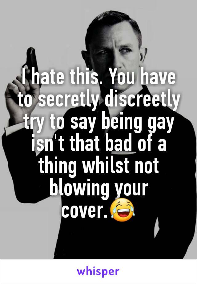 I hate this. You have to secretly discreetly try to say being gay isn't that bad of a thing whilst not blowing your cover.😂