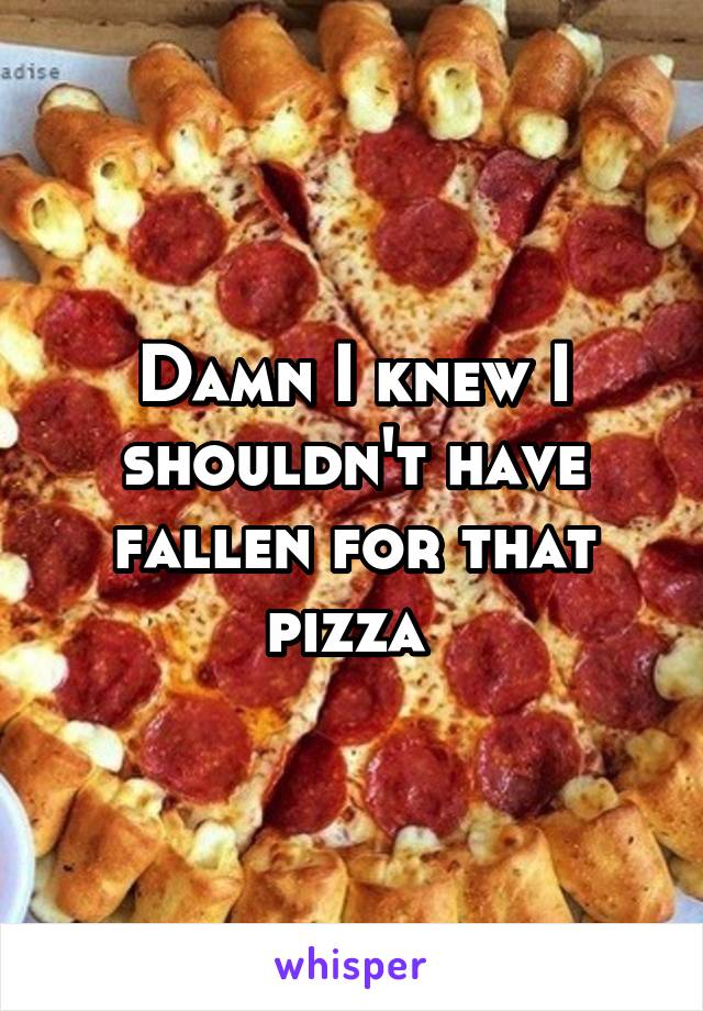 Damn I knew I shouldn't have fallen for that pizza 