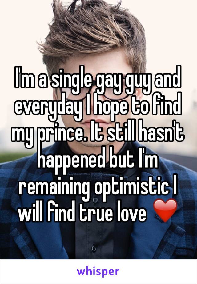I'm a single gay guy and everyday I hope to find my prince. It still hasn't happened but I'm remaining optimistic I will find true love ❤️