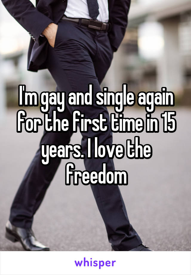 I'm gay and single again for the first time in 15 years. I love the freedom