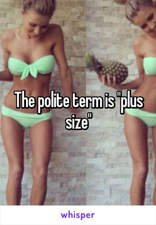 The polite term is "plus size"