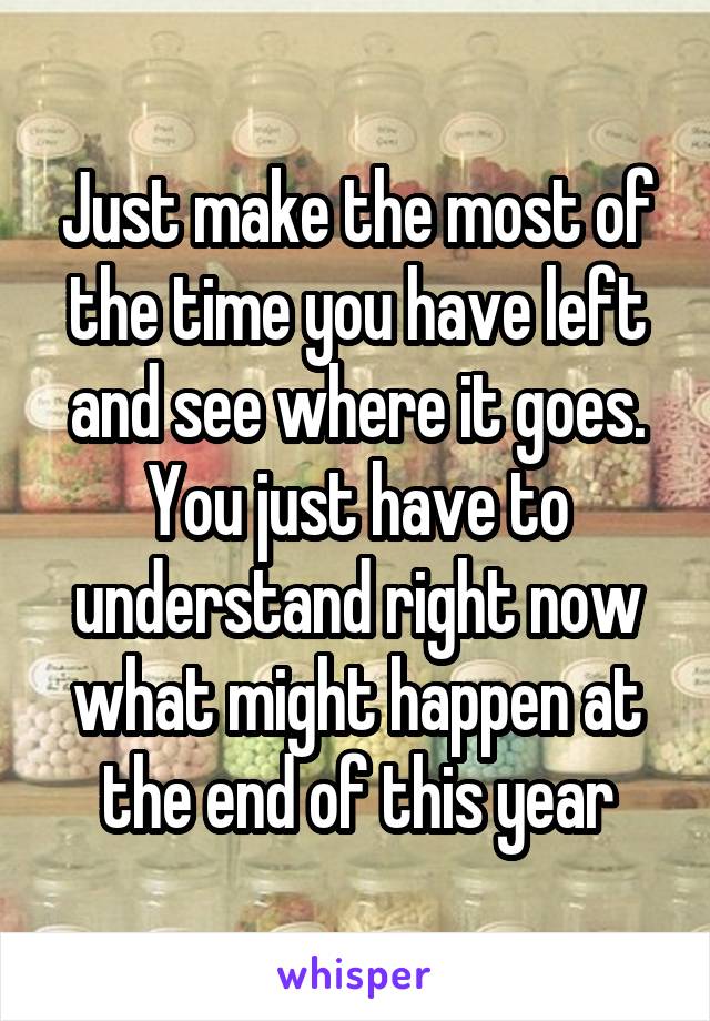 Just make the most of the time you have left and see where it goes. You just have to understand right now what might happen at the end of this year