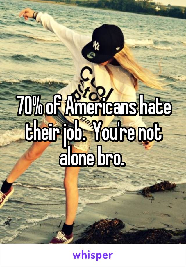 70% of Americans hate their job.  You're not alone bro. 