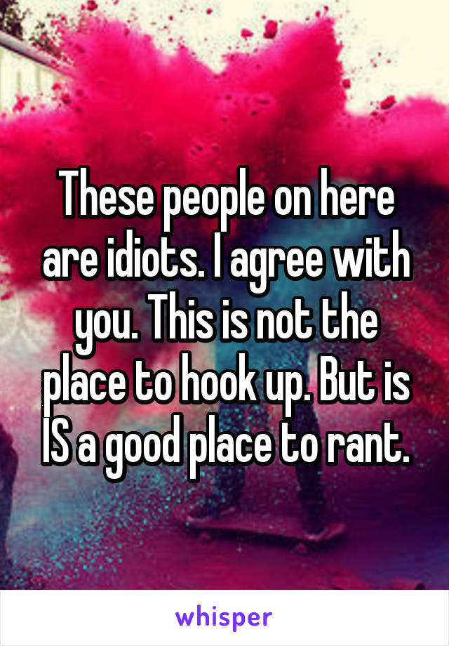 These people on here are idiots. I agree with you. This is not the place to hook up. But is IS a good place to rant.