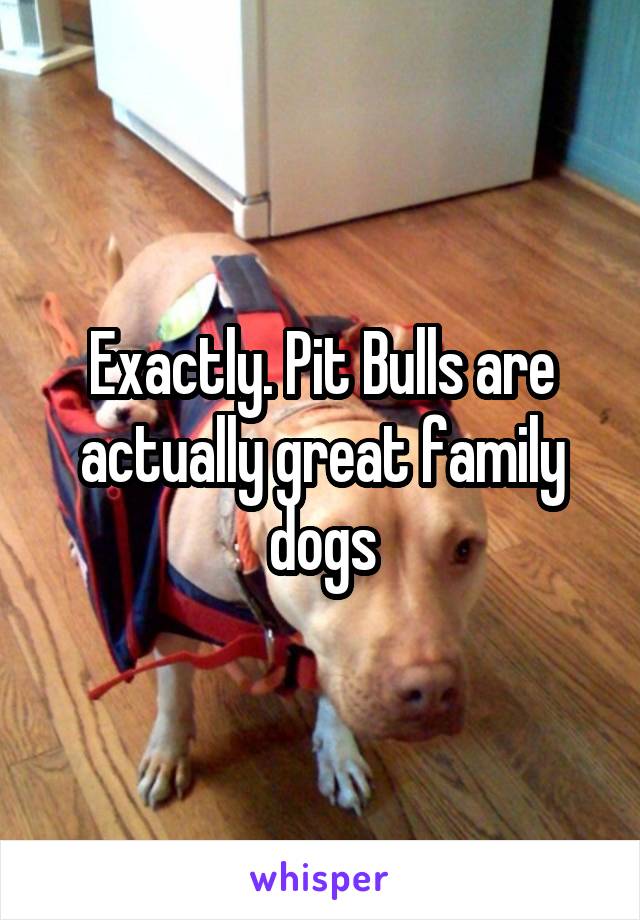 Exactly. Pit Bulls are actually great family dogs