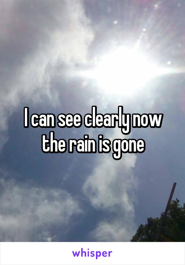 I can see clearly now the rain is gone