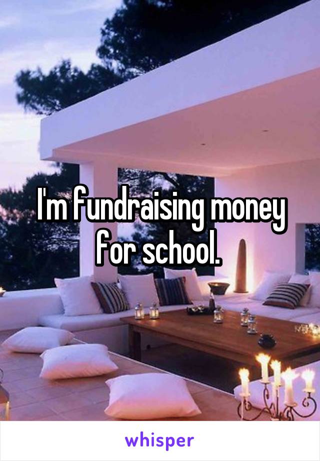 I'm fundraising money for school. 
