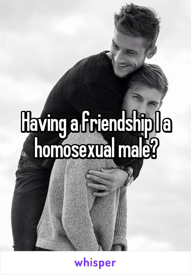 Having a friendship I a homosexual male?