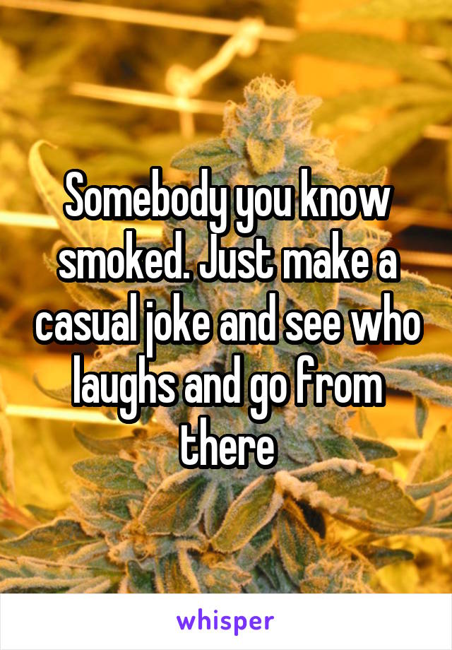 Somebody you know smoked. Just make a casual joke and see who laughs and go from there