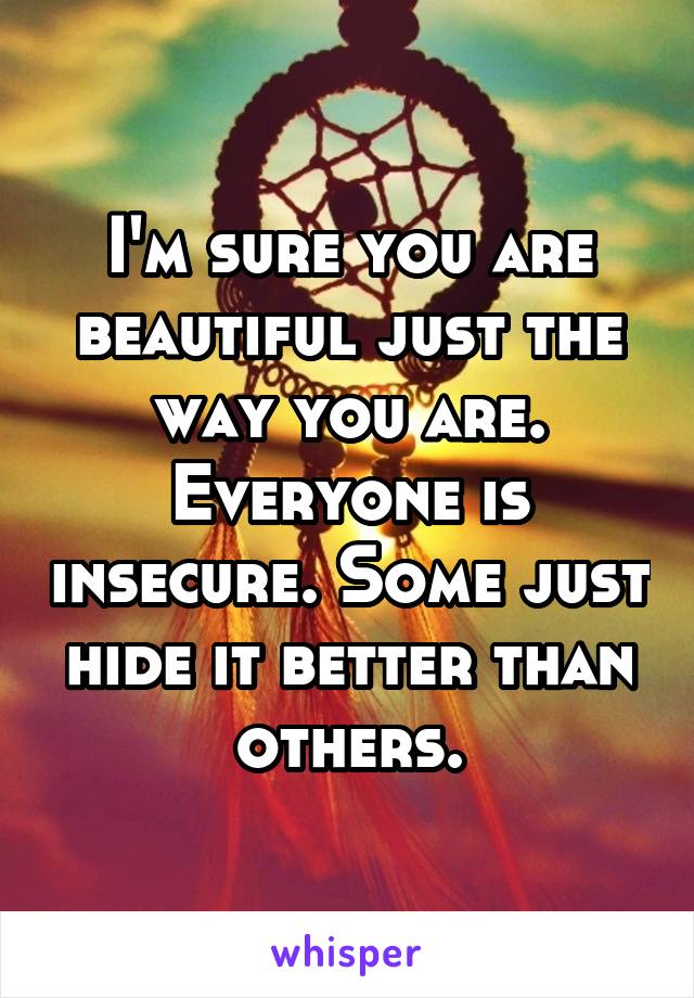 I'm sure you are beautiful just the way you are. Everyone is insecure. Some just hide it better than others.