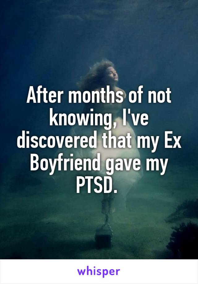 After months of not knowing, I've discovered that my Ex Boyfriend gave my PTSD. 