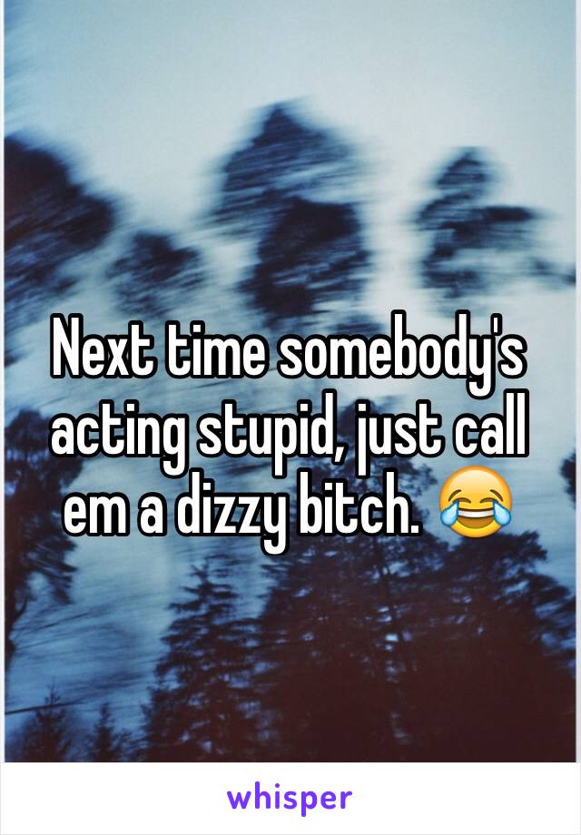 Next time somebody's acting stupid, just call em a dizzy bitch. 😂