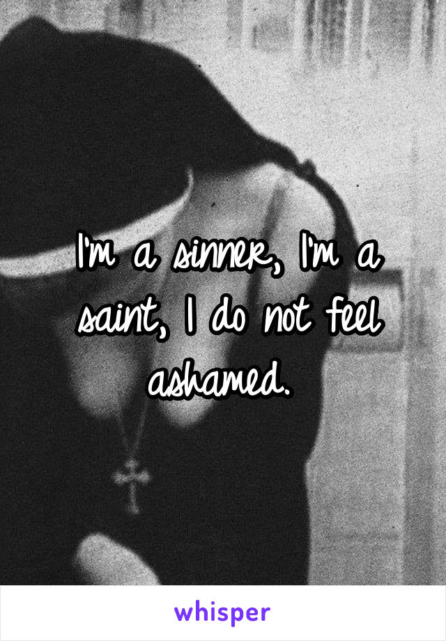 I'm a sinner, I'm a saint, I do not feel ashamed. 