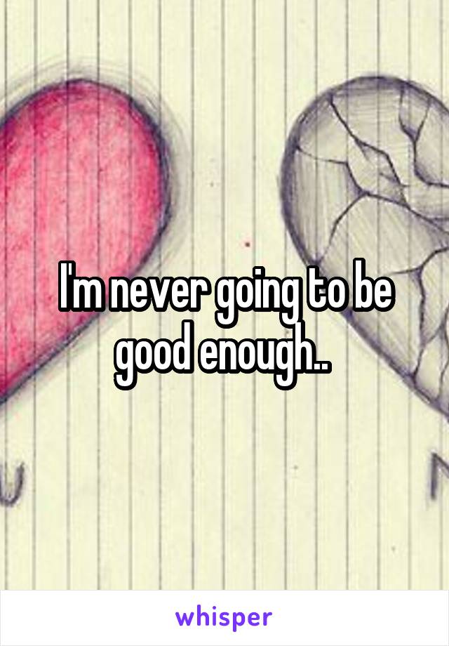 I'm never going to be good enough.. 