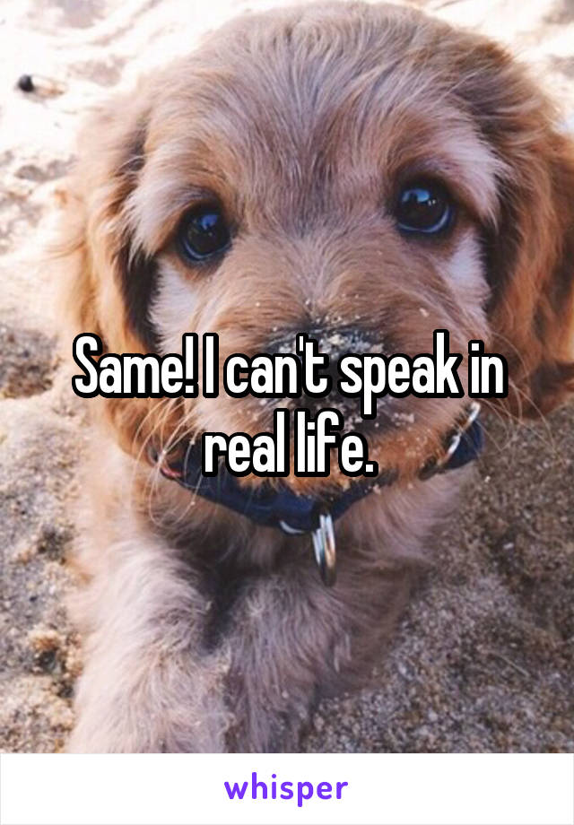 Same! I can't speak in real life.