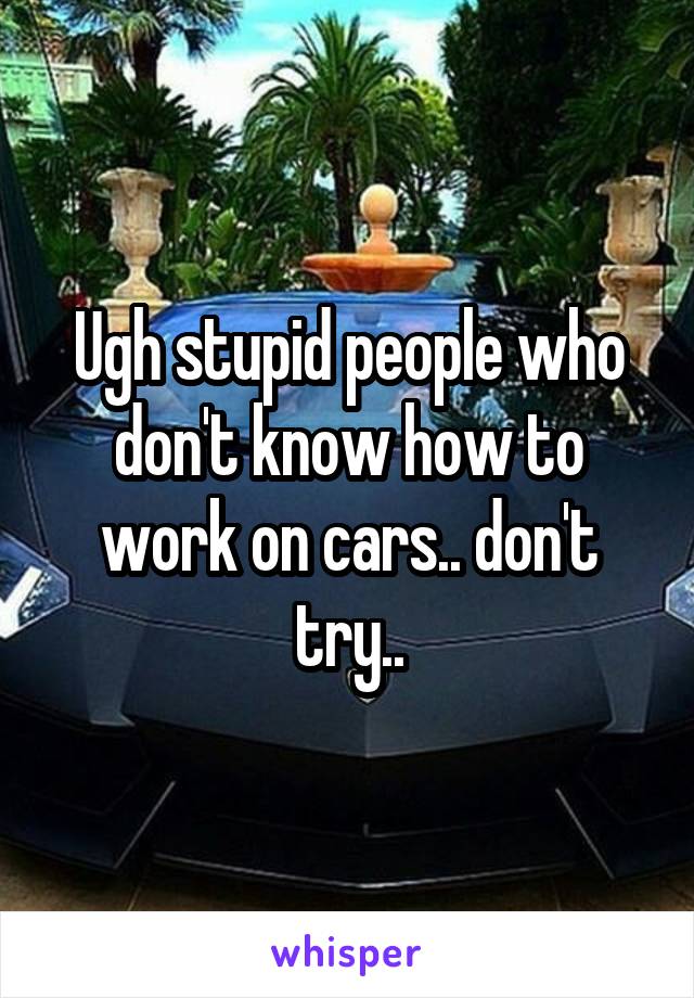 Ugh stupid people who don't know how to work on cars.. don't try..