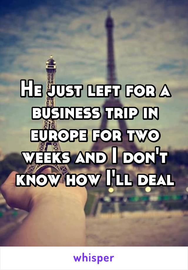 He just left for a business trip in europe for two weeks and I don't know how I'll deal