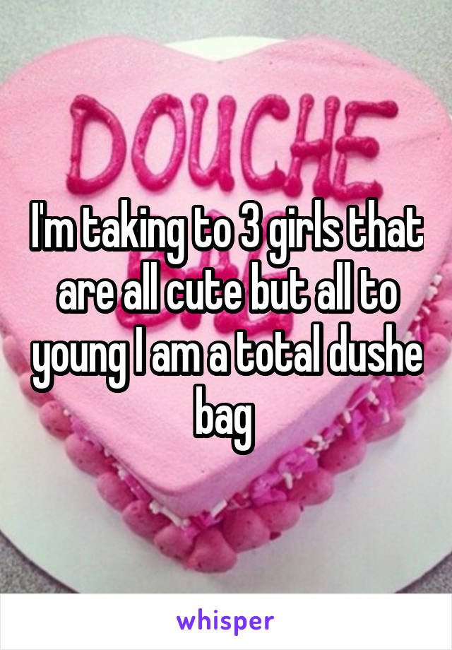 I'm taking to 3 girls that are all cute but all to young I am a total dushe bag 