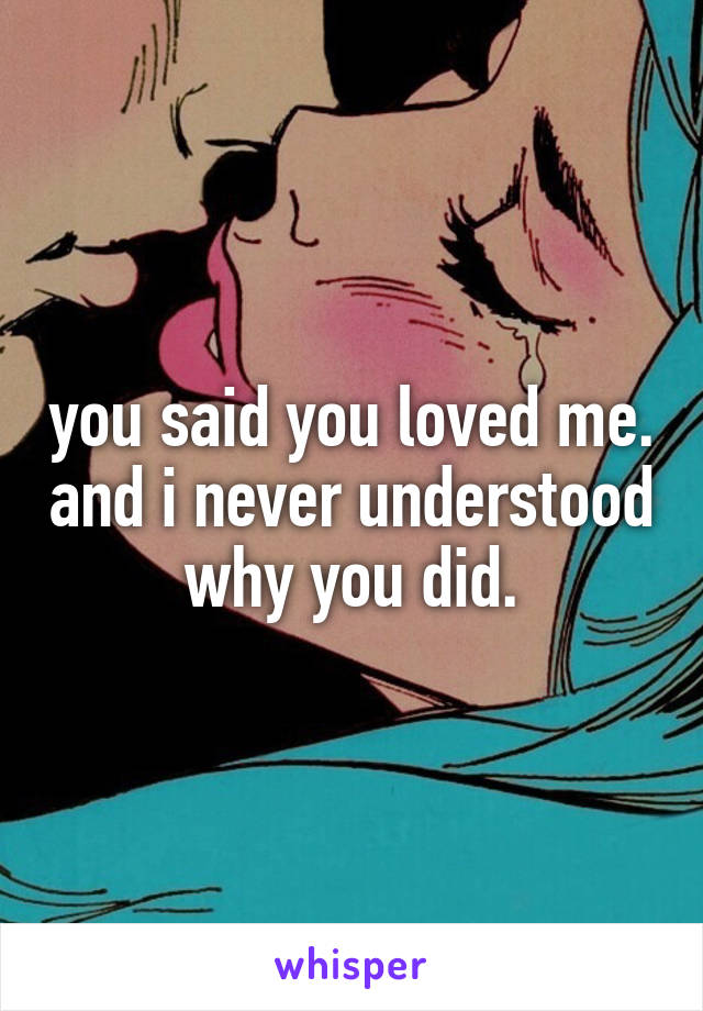 you said you loved me. and i never understood why you did.