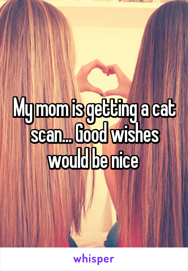 My mom is getting a cat scan... Good wishes would be nice 