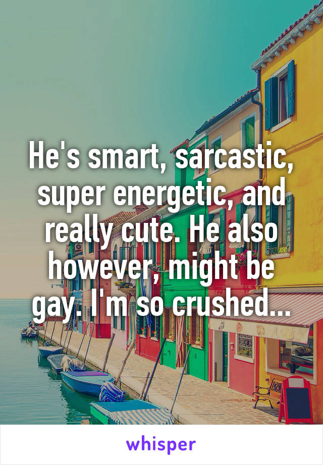 He's smart, sarcastic, super energetic, and really cute. He also however, might be gay. I'm so crushed...