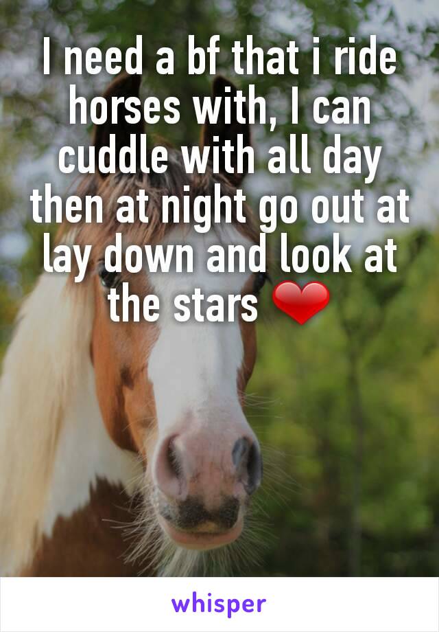 I need a bf that i ride horses with, I can cuddle with all day then at night go out at lay down and look at the stars ❤