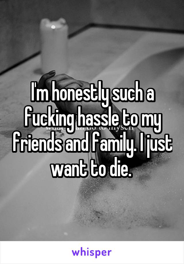 I'm honestly such a fucking hassle to my friends and family. I just want to die. 