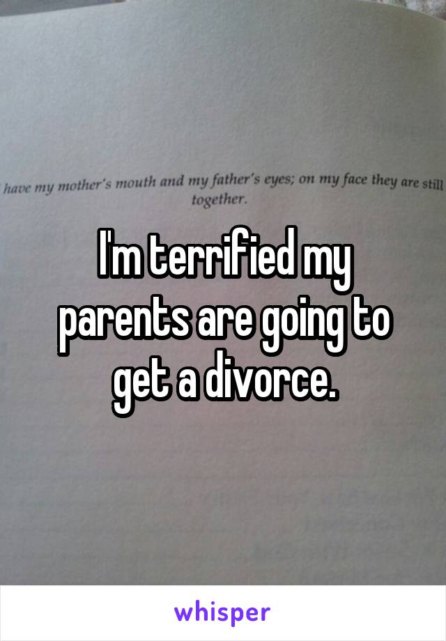 I'm terrified my parents are going to get a divorce.