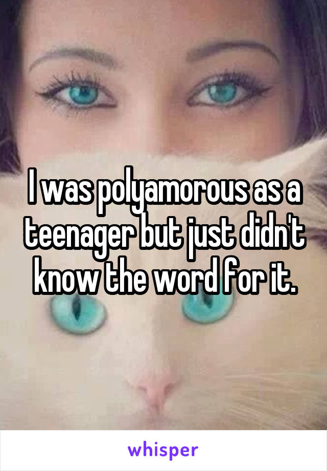 I was polyamorous as a teenager but just didn't know the word for it.