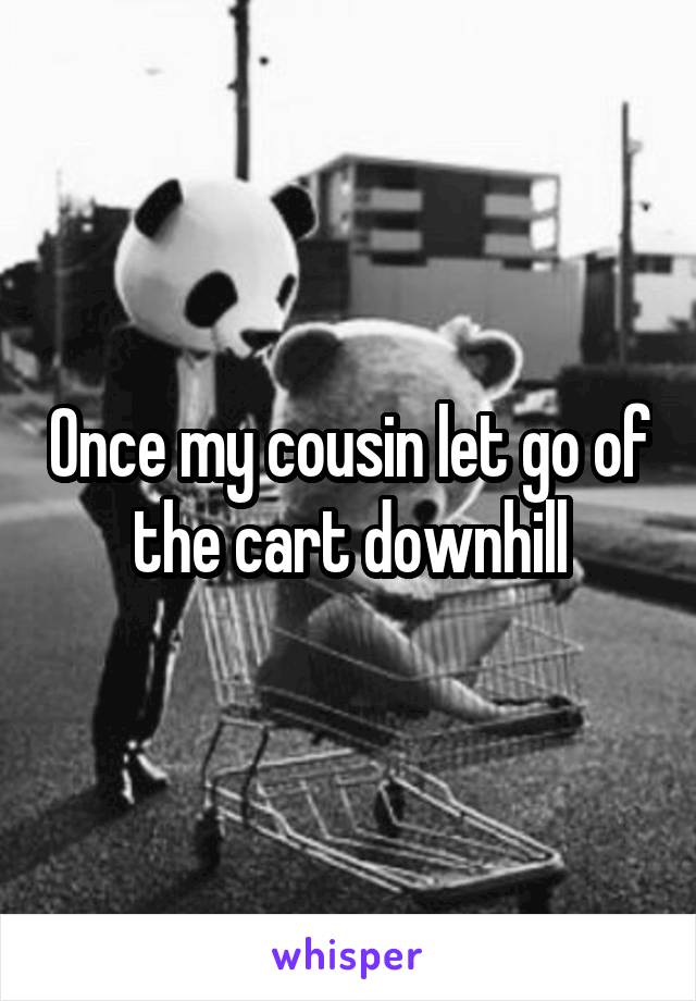 Once my cousin let go of the cart downhill