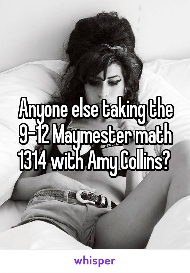 Anyone else taking the 9-12 Maymester math 1314 with Amy Collins? 