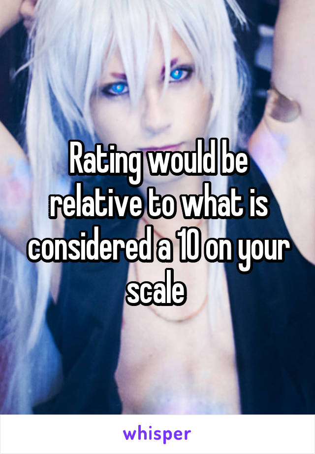 Rating would be relative to what is considered a 10 on your scale 