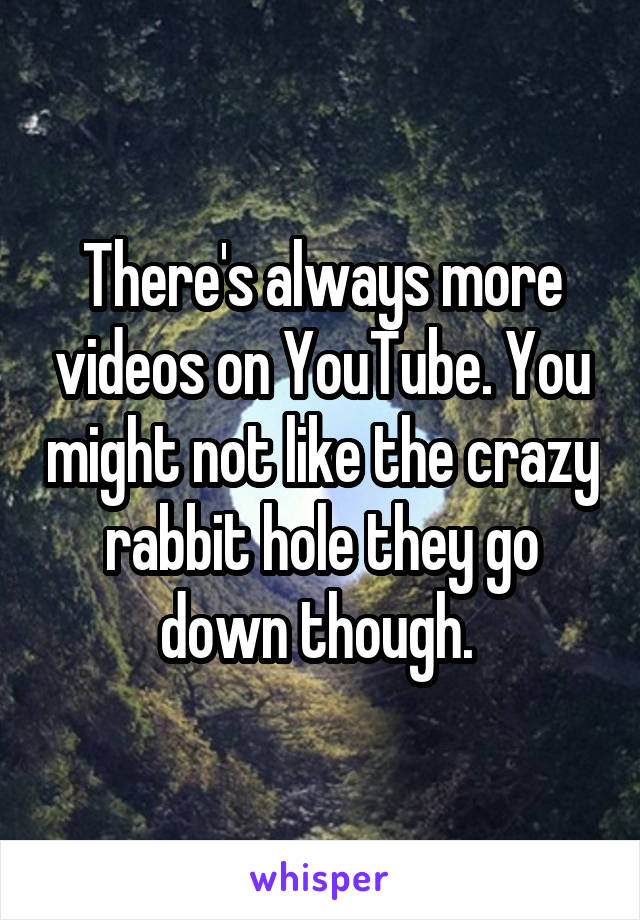 There's always more videos on YouTube. You might not like the crazy rabbit hole they go down though. 