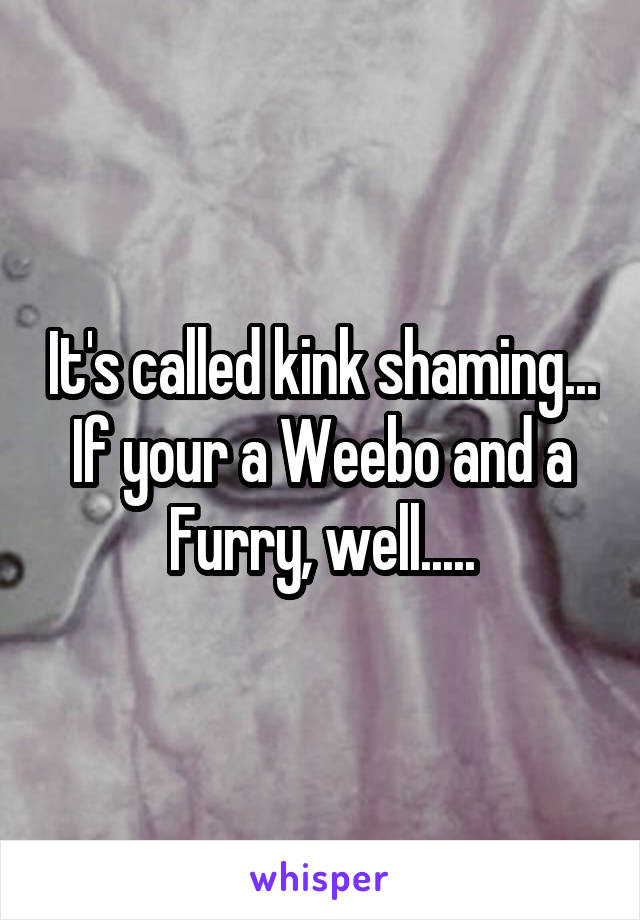 It's called kink shaming... If your a Weebo and a Furry, well.....