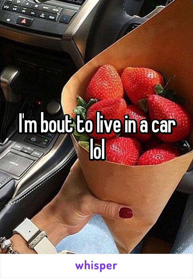 I'm bout to live in a car lol