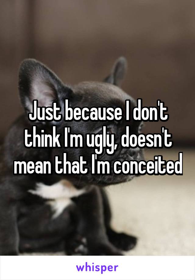 Just because I don't think I'm ugly, doesn't mean that I'm conceited