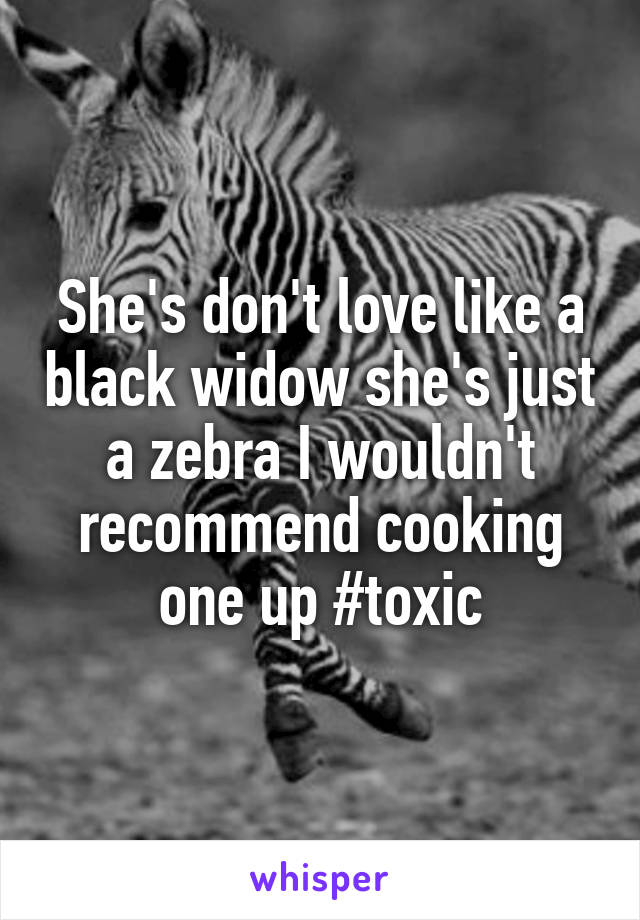 She's don't love like a black widow she's just a zebra I wouldn't recommend cooking one up #toxic