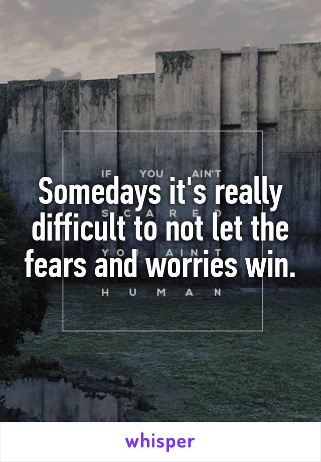 Somedays it's really difficult to not let the fears and worries win.