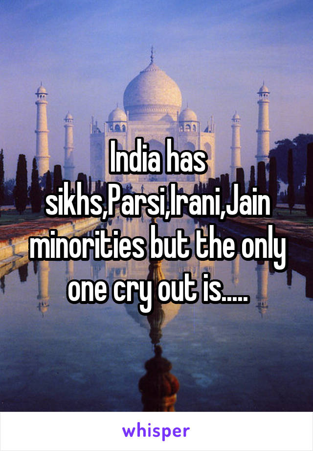 India has sikhs,Parsi,Irani,Jain minorities but the only one cry out is.....