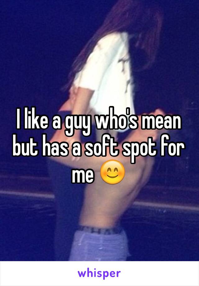 I like a guy who's mean but has a soft spot for me 😊