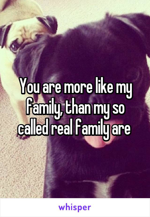 You are more like my family, than my so called real family are 