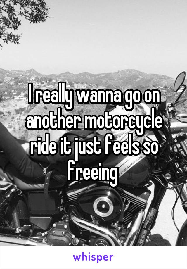 I really wanna go on another motorcycle ride it just feels so freeing 