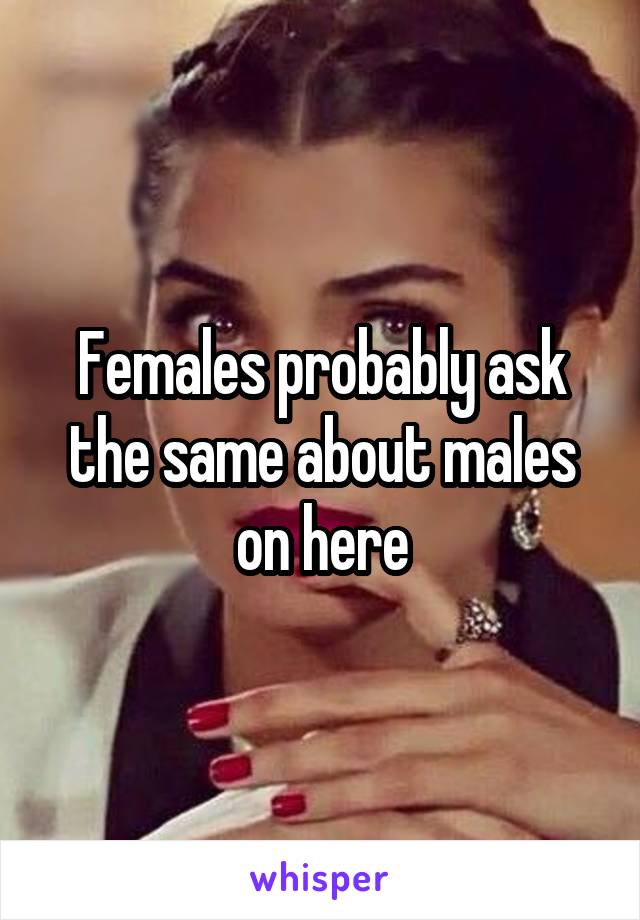 Females probably ask the same about males on here