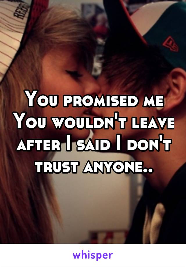 You promised me You wouldn't leave after I said I don't trust anyone..